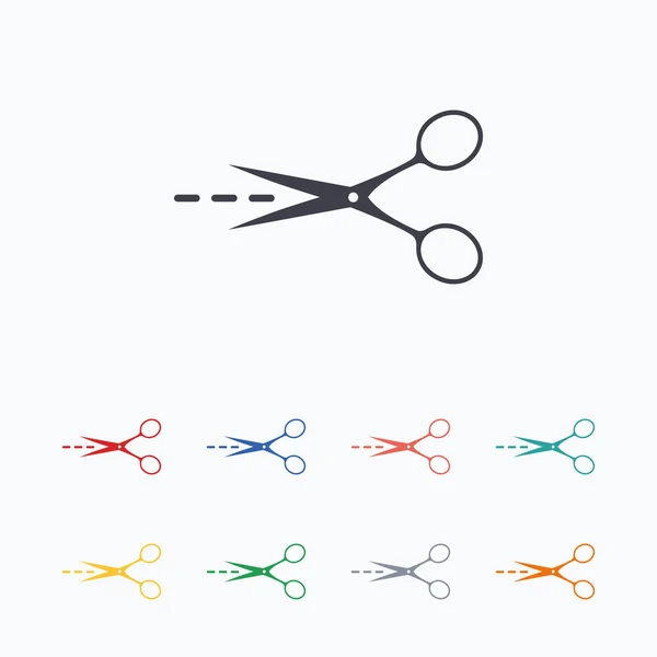 Scissors with cut line signs — Stock Vector