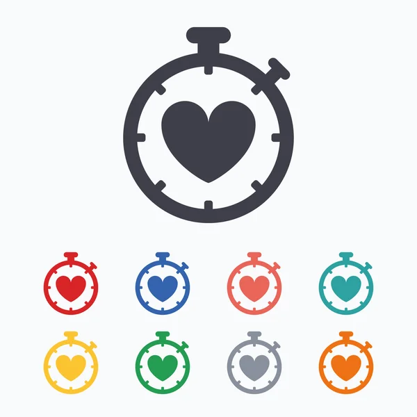 Ícones de sinal Heart Timer — Vetor de Stock