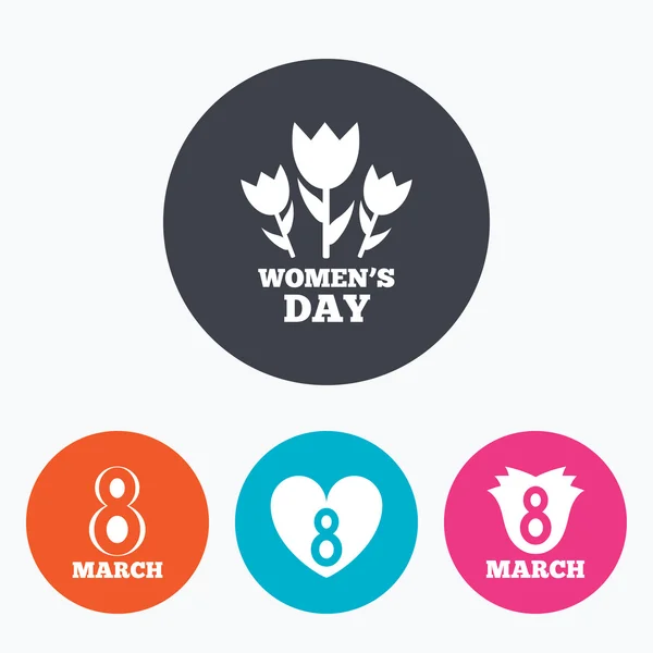 8 mars kvinnor dag ikoner. — Stock vektor