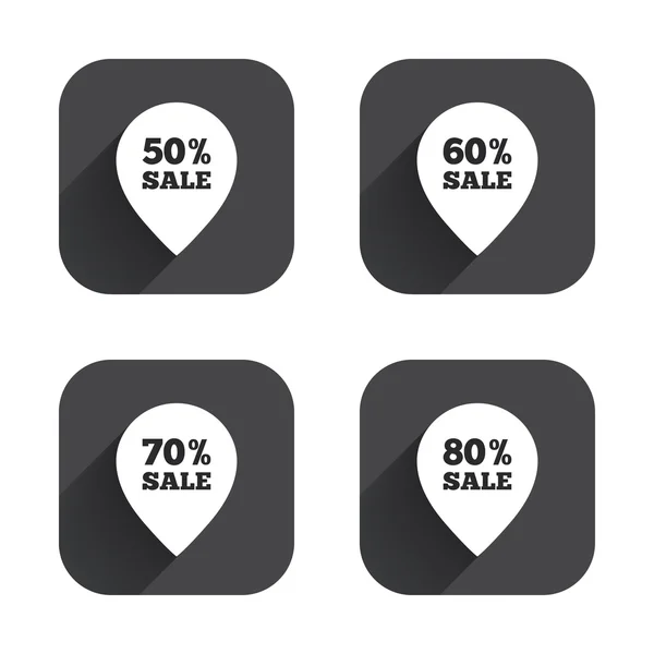 Sale pointer tag icons. Discount symbols. — Stock Vector