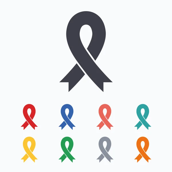 Ikon tanda Ribbon. Simbol kesadaran kanker payudara - Stok Vektor