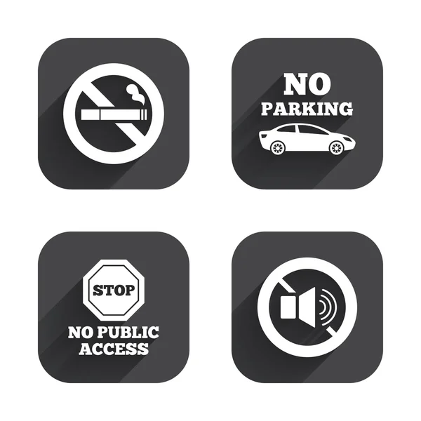 No Smoking, Sound. Private territory parking. — Stock Vector