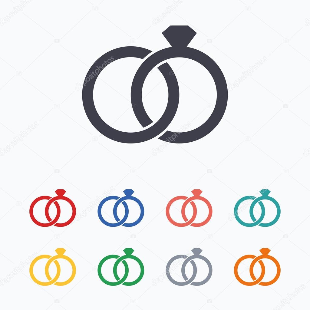 Wedding rings sign icons