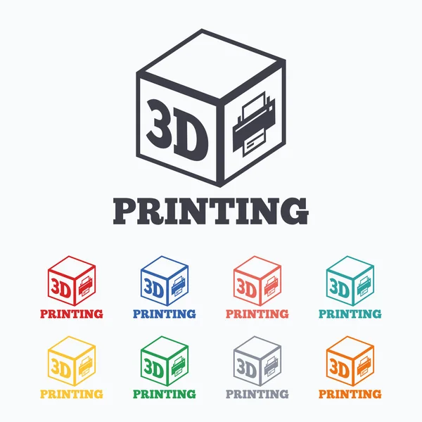 3D Print sign icons — Stock Vector