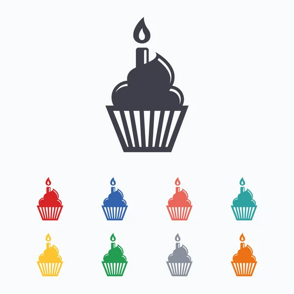 Iconos de signo de pastel de cumpleaños — Vector de stock