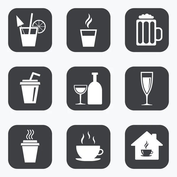 Icone di tè, caffè e birra . — Vettoriale Stock