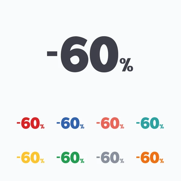 60 por ciento signos de descuento — Vector de stock