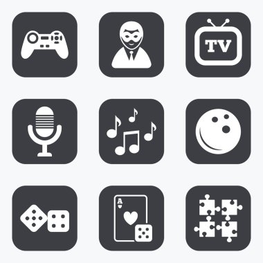 Eğlence simgeler. Oyun, bowling ve bulmaca.