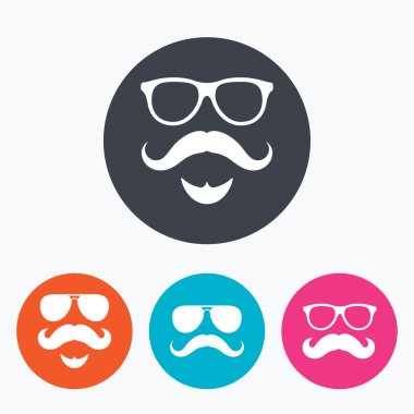 Bıyık ve gözlük simgeler.