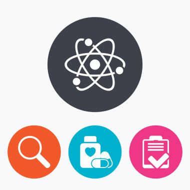 Tıbbi simgeler. Atom, büyüteç cam
