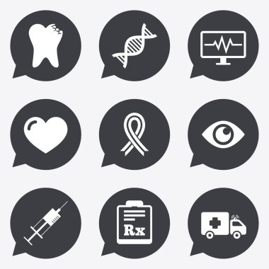 Tıp, sağlık ve tanı simgeleri.