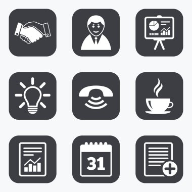 Office, belgeler ve iş simgeleri.