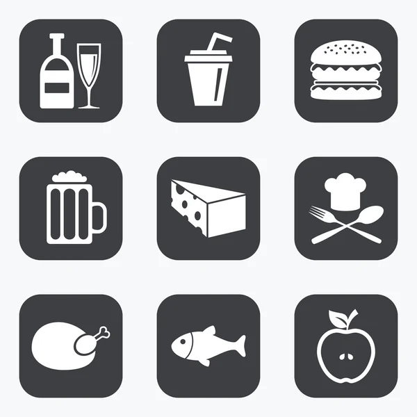 Food, drink icons — Stock Vector