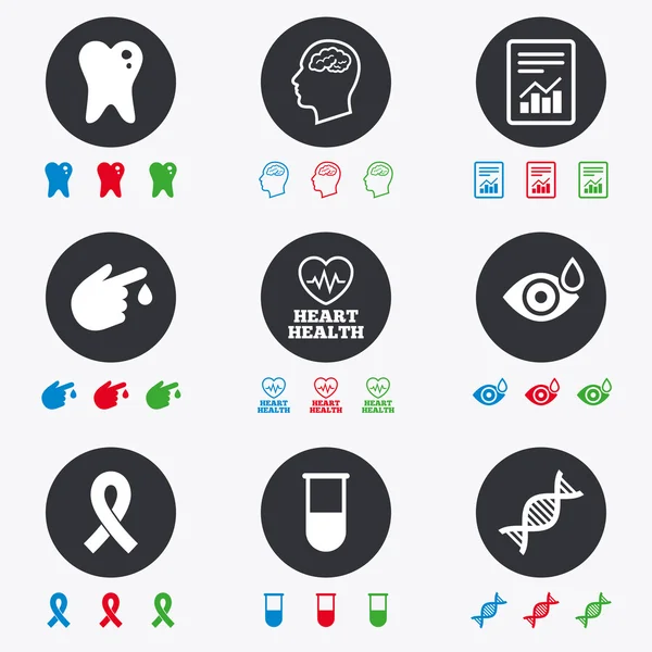 Medicine, medical health and diagnosis icons. — Stock Vector