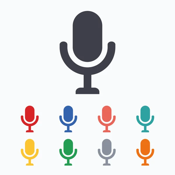 Icônes de microphone. Symboles haut parleur — Image vectorielle
