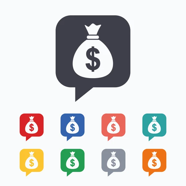 Money bag sign icons — Stock Vector