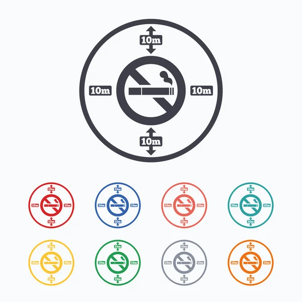 Não fumar 10m sinais de distância — Vetor de Stock