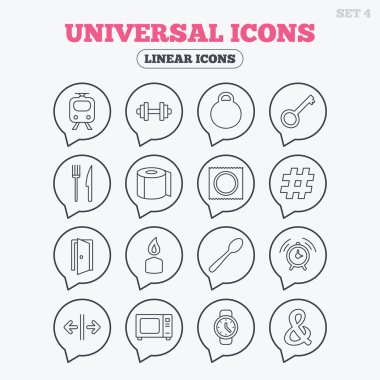 Evrensel simgeleri. Fitness halter, anahtar