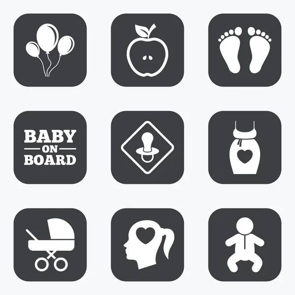 Iconos de embarazo, maternidad y cuidado del bebé . — Vector de stock