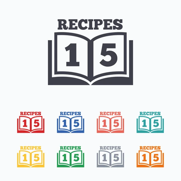 Iconos de signo de libro de cocina — Vector de stock