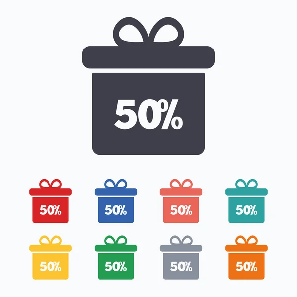 50 Prozent Verkauf Geschenkbox — Stockvektor