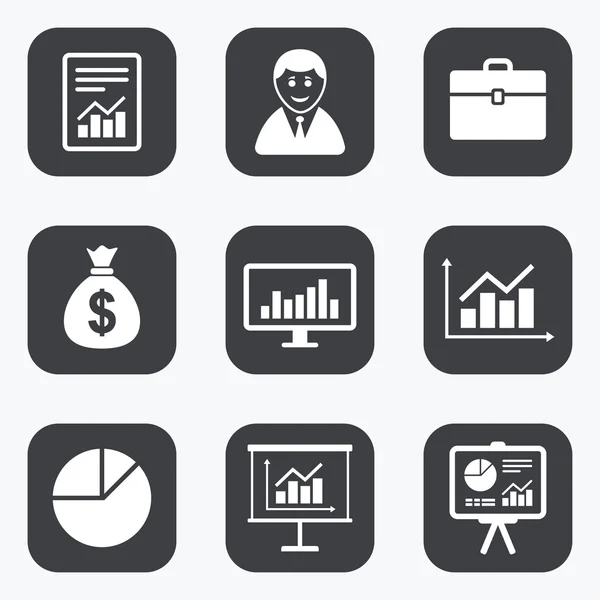 Statistics, accounting icons. Charts signs. — Stock Vector