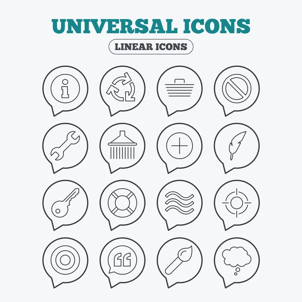Icone universali. Informazioni, shopping e doccia — Vettoriale Stock