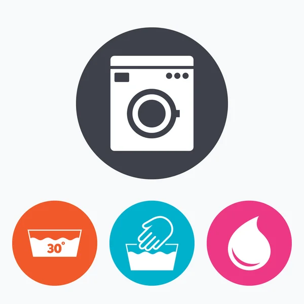 Wash icons. Machine washable — Stock Vector