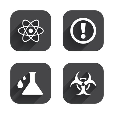 Dikkat biohazard simgeler. Kimya şişesi.