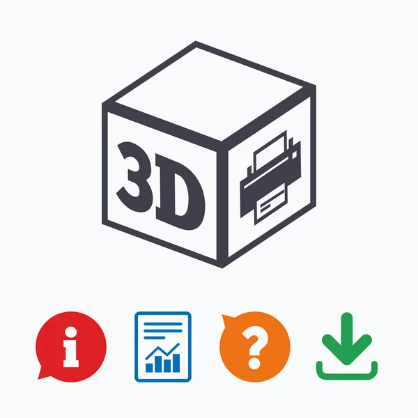 Icono de signo de impresión 3D . — Archivo Imágenes Vectoriales
