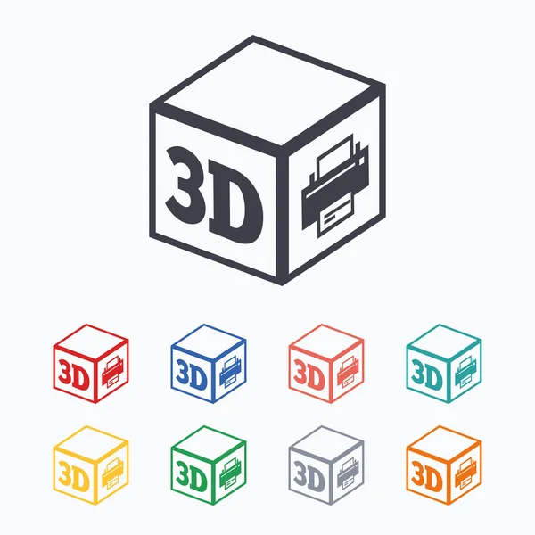 Ícones de sinal de impressão 3D — Vetor de Stock