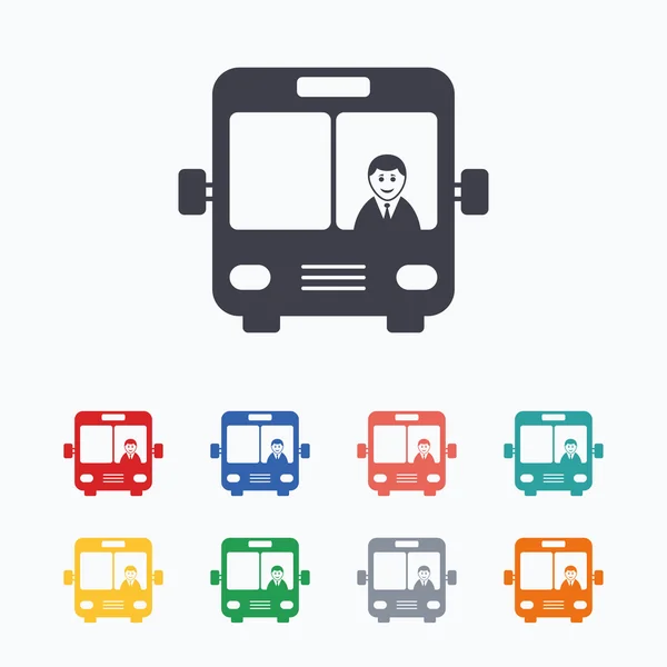 Señal de autobús iconos — Vector de stock