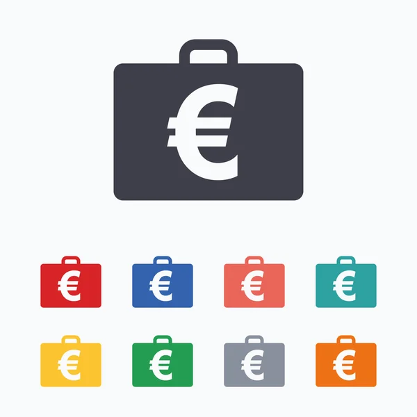 Caso con Euro EUR segni — Vettoriale Stock