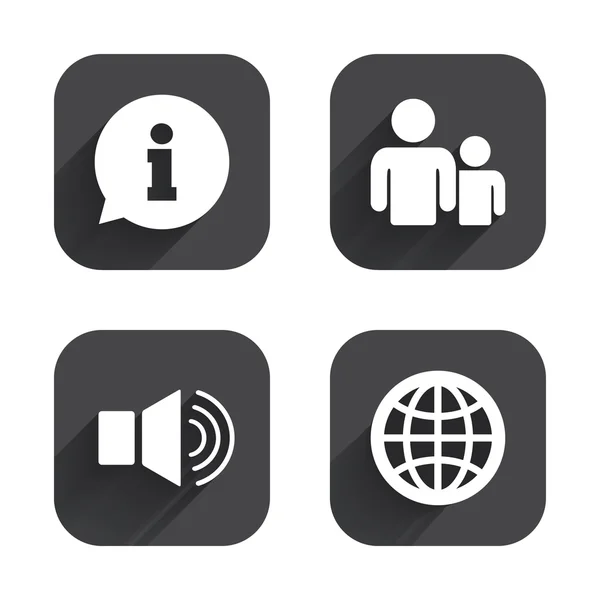 Panneau d'information et groupe. icônes de communication . — Image vectorielle