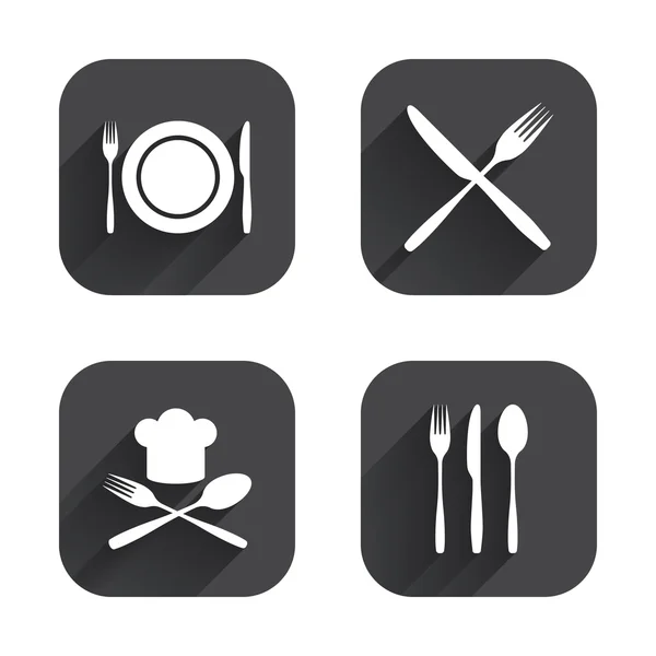 Assiette avec fourchettes et couteaux — Image vectorielle