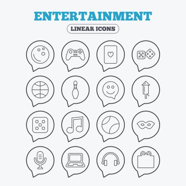 Eğlence simgeler. Oyun joystick, mikrofon.