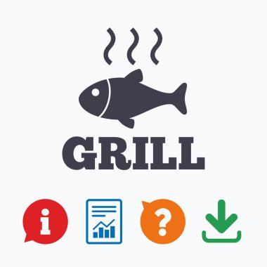 Balık ızgara sıcak simgesi.