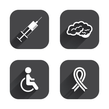 Tıp simgeler. Devre dışı, şırınga, beyin.