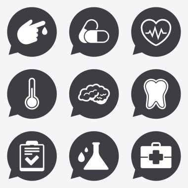 Tıp, sağlık ve tanı simgeleri.