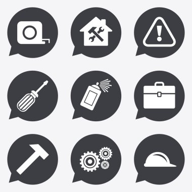 Onarım, inşaat simgeler. Kask, tornavida.