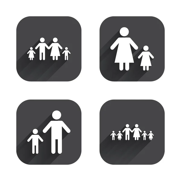 Familia con dos signos de hijos — Vector de stock