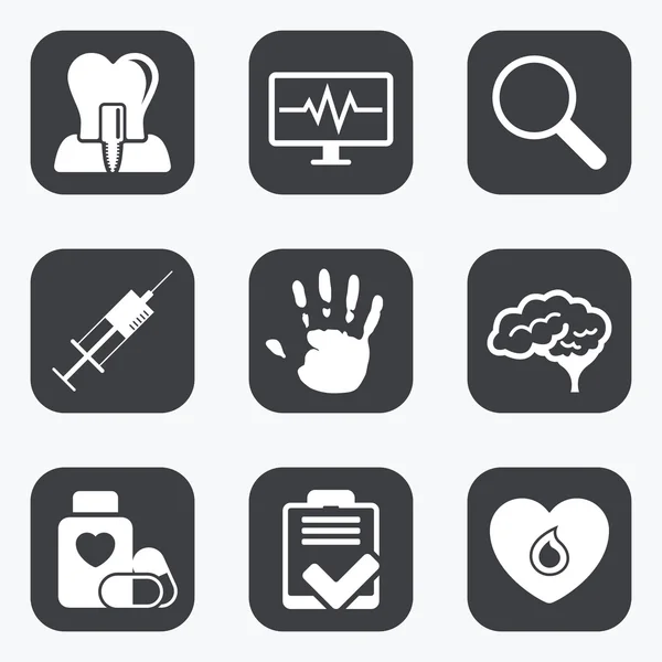 Iconos de medicina, salud médica y diagnóstico . — Vector de stock