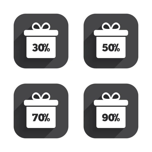 Sale gift box tag icons.