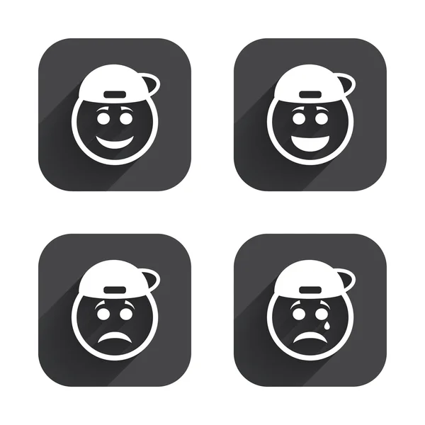 Rapper smile face icons. — Stock Vector