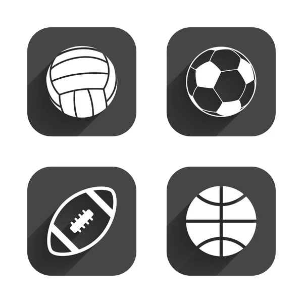 Sportbälle. Volleyball, Basketball, Fußball. — Stockvektor