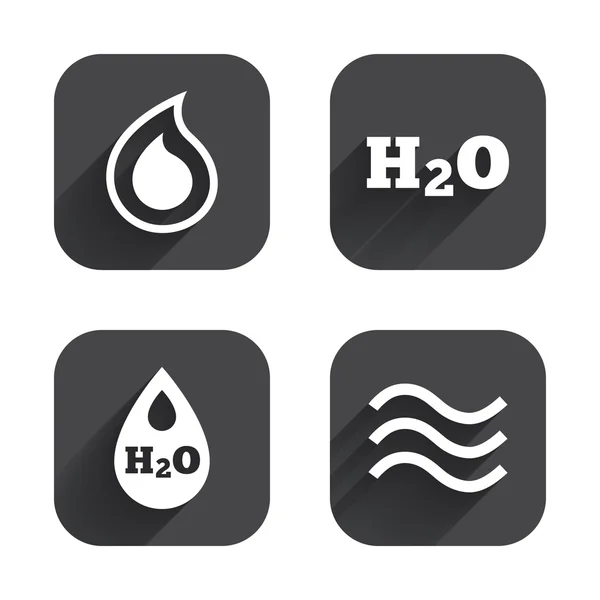 H2O Iconos de gota de agua . — Vector de stock