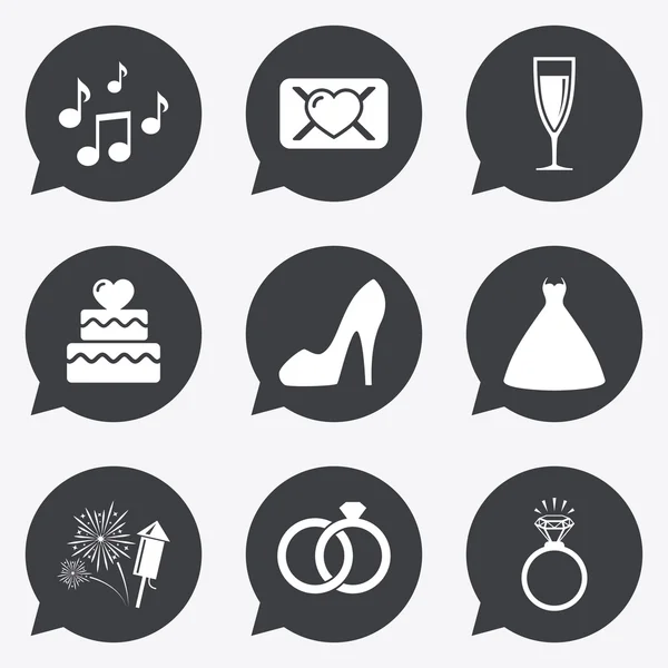 Wedding, engagement icons. — Stock Vector