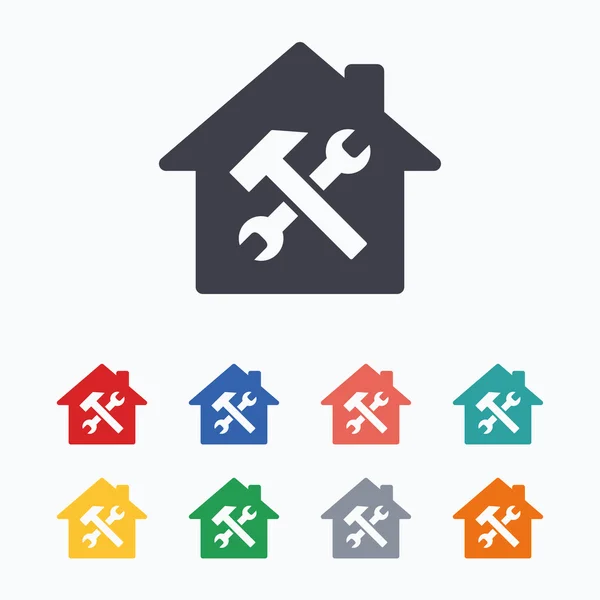 Szolgáltatás házak. Javítási tool ikonok — Stock Vector