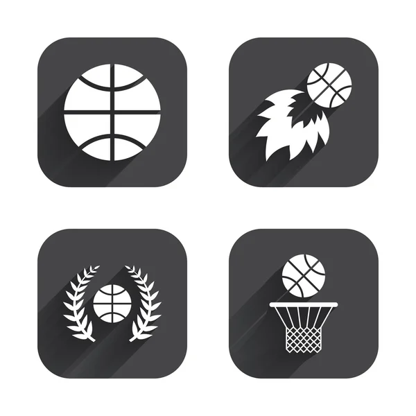Basketball icons. Ball with basket and fireball. — Stock Vector