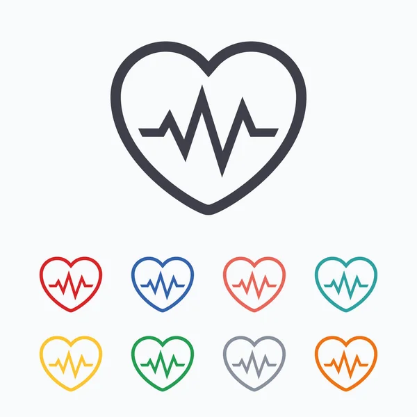 Heartbeat teken pictogrammen — Stockvector